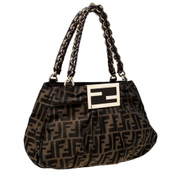 Pre Owned Fendi Tobacco Zucca Canvas Mia Tote