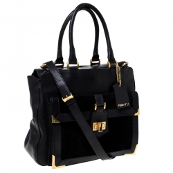 Pre Owned Fendi Black Leather and Suede Classico No. 3 Shopper Tote 