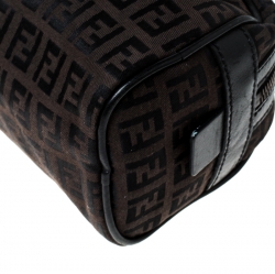 Pre Owned Fendi Brown Zucchino Canvas and Leather Bowler Bag