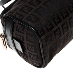 Pre Owned Fendi Brown Zucchino Canvas and Leather Bowler Bag