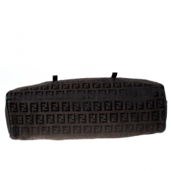 Pre Owned Fendi Brown Zucchino Canvas and Leather Bowler Bag