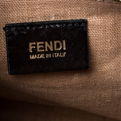 Pre Owned Fendi Tobacco Canvas Large Pequin Stripe Claudia Shoulder Bag