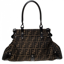 Pre Owned Fendi Tobacco Zucca Canvas and Leather Magic Shoulder Bag