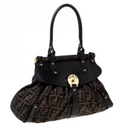 Pre Owned Fendi Tobacco Zucca Canvas and Leather Magic Shoulder Bag