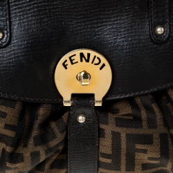 Pre Owned Fendi Tobacco Zucca Canvas and Leather Magic Shoulder Bag