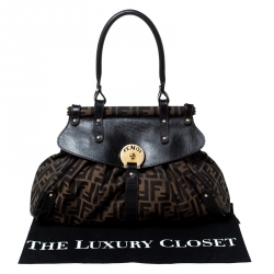 Pre Owned Fendi Tobacco Zucca Canvas and Leather Magic Shoulder Bag