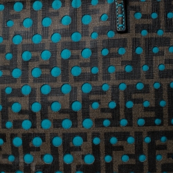 Pre Owned Fendi Brown/Blue Zucca Perforated Coated Canvas Roll Tote