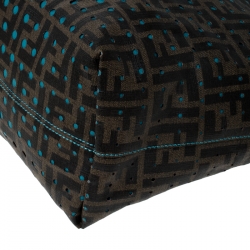 Pre Owned Fendi Brown/Blue Zucca Perforated Coated Canvas Roll Tote