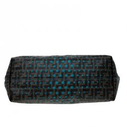 Pre Owned Fendi Brown/Blue Zucca Perforated Coated Canvas Roll Tote