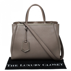 Pre Owned Fendi Dark Beige Leather 2Jours Tote