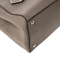 Pre Owned Fendi Dark Beige Leather 2Jours Tote