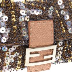 Pre Owned Fendi Rose Pebbled Leather Baguette