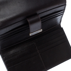 Pre Owned Fendi Brown Zucca Canvas and Leather Flap Wallet