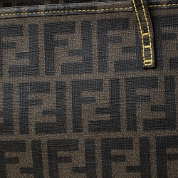 Pre Owned Fendi Brown/Black Zucca Coated Canvas Roll Tote