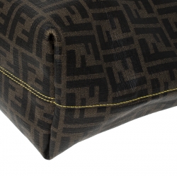 Pre Owned Fendi Brown/Black Zucca Coated Canvas Roll Tote