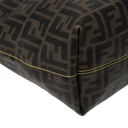 Pre Owned Fendi Brown/Black Zucca Coated Canvas Roll Tote