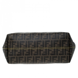 Pre Owned Fendi Brown/Black Zucca Coated Canvas Roll Tote