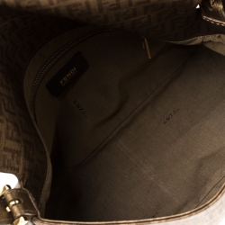 Pre Owned Fendi Gold Zucchino Canvas Mama Forever Shoulder Bag