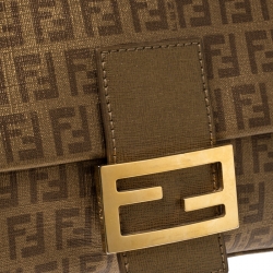 Pre Owned Fendi Gold Zucchino Canvas Mama Forever Shoulder Bag