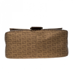 Pre Owned Fendi Gold Zucchino Canvas Mama Forever Shoulder Bag