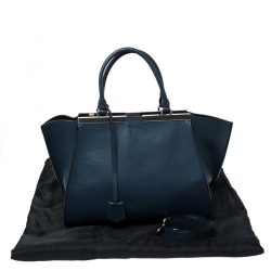 Pre Owned Fendi Blue Leather 3 Jours Tote