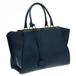 Pre Owned Fendi Blue Leather 3 Jours Tote