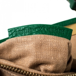 Pre Owned Fendi Green Selleria Leather Large Peekaboo Top Handle Bag