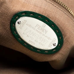 Pre Owned Fendi Green Selleria Leather Large Peekaboo Top Handle Bag