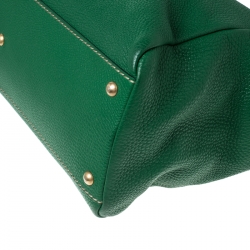 Pre Owned Fendi Green Selleria Leather Large Peekaboo Top Handle Bag