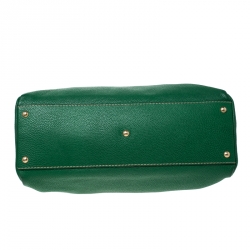 Pre Owned Fendi Green Selleria Leather Large Peekaboo Top Handle Bag