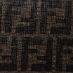 Pre Owned Fendi Black/Brown Zucca Coated Canvas Zip Around Wallet