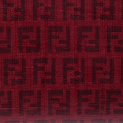 Pre Owned Fendi Red Zucchino Coated Canvas Zip Around Wallet 