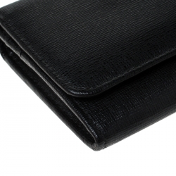 Pre Owned Fendi Black Leather Classic Flap Wallet