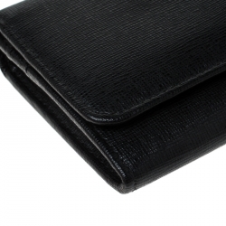 Fendi Black Leather Classic Flap Wallet