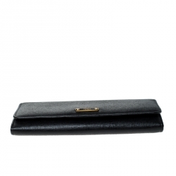 Fendi Black Leather Classic Flap Wallet