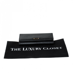 Pre Owned Fendi Black Leather Classic Flap Wallet