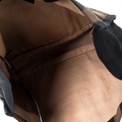 Pre Owned Fendi Tobacco Canvas and Leather Pequin Stripe Tote