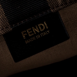 Pre Owned Fendi Tobacco Canvas and Leather Pequin Stripe Tote