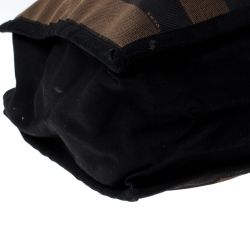 Pre Owned Fendi Tobacco Canvas and Leather Pequin Stripe Tote