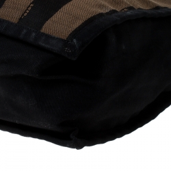 Pre Owned Fendi Tobacco Canvas and Leather Pequin Stripe Tote