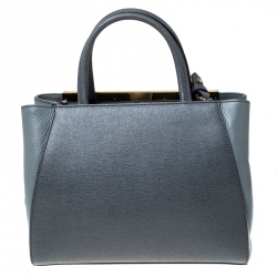 Pre Owned Fendi Grey Leather Mini 2Jours Tote