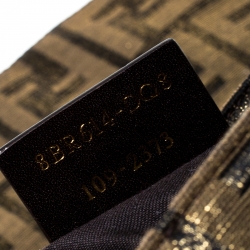 Pre Owned Fendi Brown/Black Zucca Textured Canvas and Leather Mia Flap Shoulder Bag