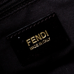 Pre Owned Fendi Brown/Black Zucca Textured Canvas and Leather Mia Flap Shoulder Bag