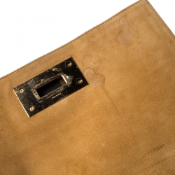 Pre Owned Fendi Tobacco Canvas Large Pequin Stripe Claudia Shoulder Bag