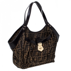 Pre Owned  Fendi Zucca Canvas and Leather Borsa Chef Tote