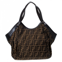 Pre Owned  Fendi Zucca Canvas and Leather Borsa Chef Tote