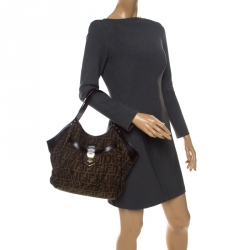 Pre Owned  Fendi Zucca Canvas and Leather Borsa Chef Tote