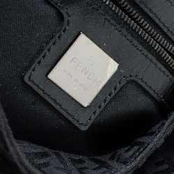 Pre Owned Fendi Black Zucchino Canvas Mama Baguette Shoulder Bag