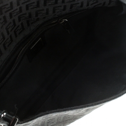 Pre Owned Fendi Black Zucchino Canvas Mama Baguette Shoulder Bag
