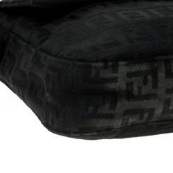 Pre Owned Fendi Black Zucchino Canvas Mama Baguette Shoulder Bag